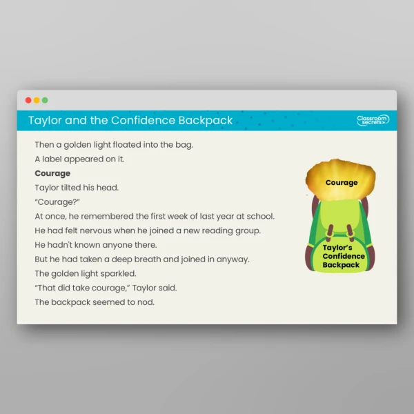 An image of the Taylor and the Confidence Backpack Transition Story Resource