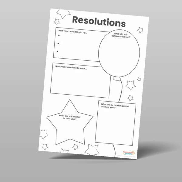 An image of the New Year Resolutions Worksheet Resource
