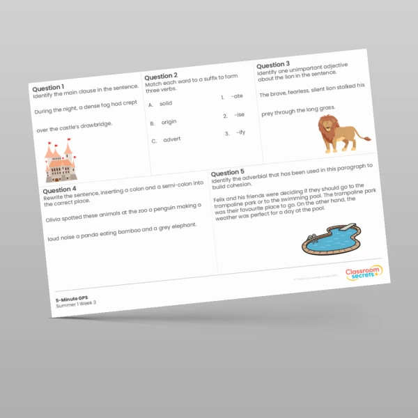 An image of the 5-Minute GPS Summer 1 Week 3 Resource