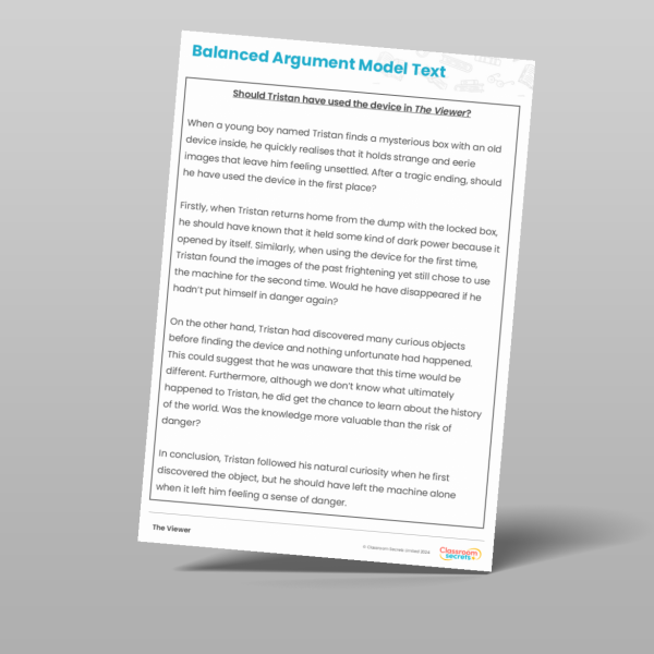 Year 5 The Viewer Writing Unit Model Text Resource | Classroom Secrets