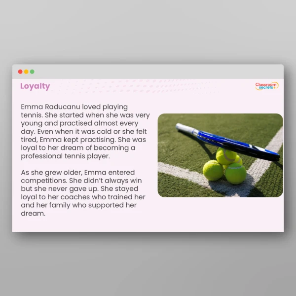 An image of the LKS2 Values - Loyalty Resource