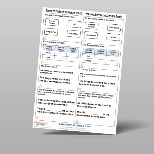 An image of the Present Perfect or Simple Past? Varied Fluency Resource
