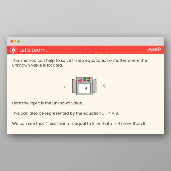 An image of the Solve 1-Step Equations Teaching PPT Resource