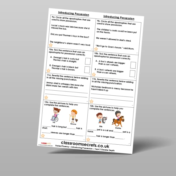 An image of the Introducing Possession Varied Fluency Resource