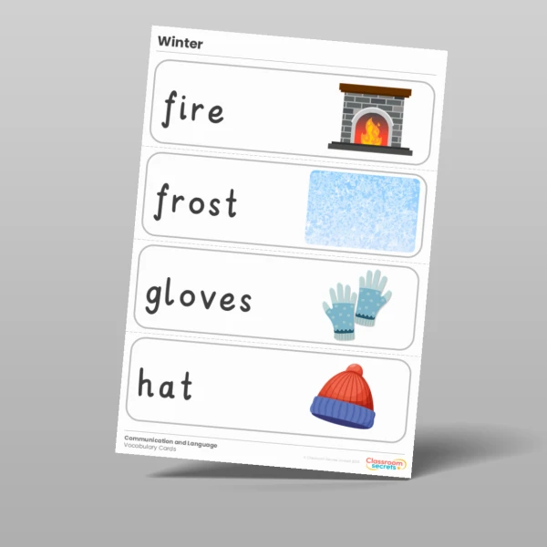 An image of the Winter Vocabulary Cards Resource
