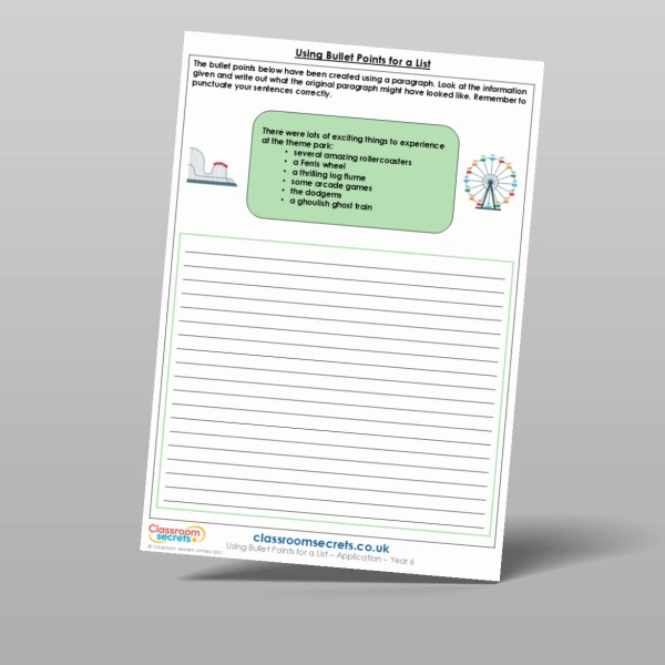 An image of the Using Bullet Points for a List Application Resource