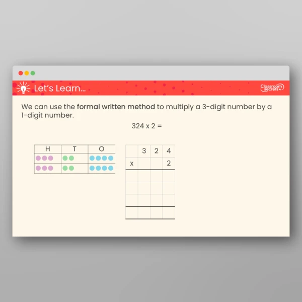 An image of the Multiply a 3-Digit Number by a 1-Digit Number Teaching PPT Resource