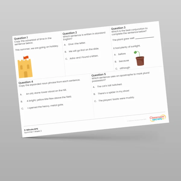 An image of the Free 5-Minute GPS Summer 1 Week 2 Resource