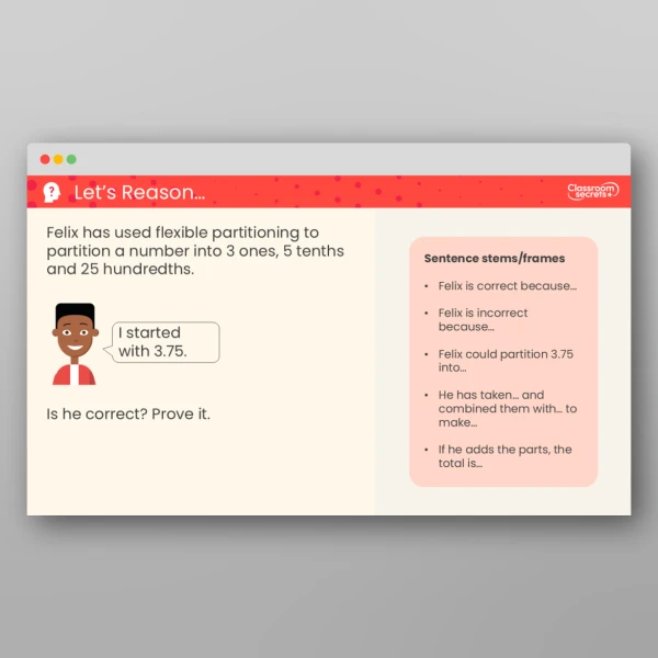 An image of the Flexibly Partition Decimals Teaching PPT Resource