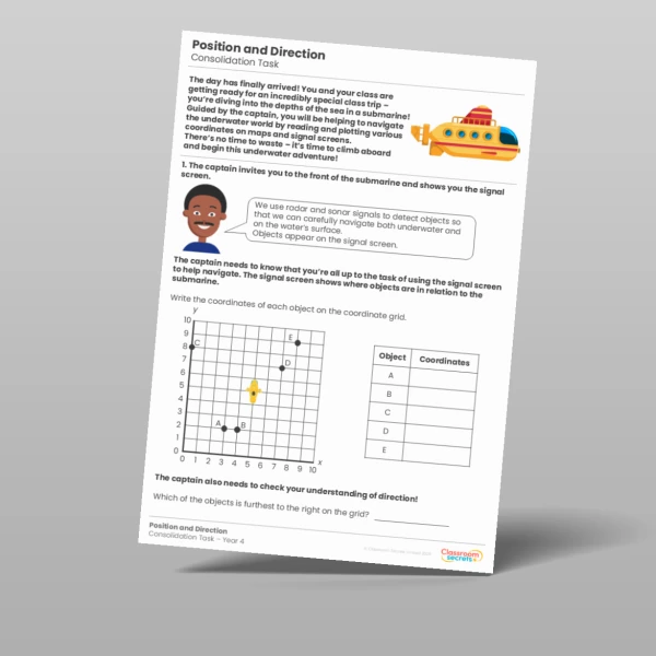 An image of the Position and Direction Consolidation Task Resource