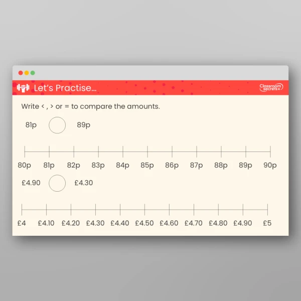 An image of the Compare Amounts of Money Teaching PPT Resource