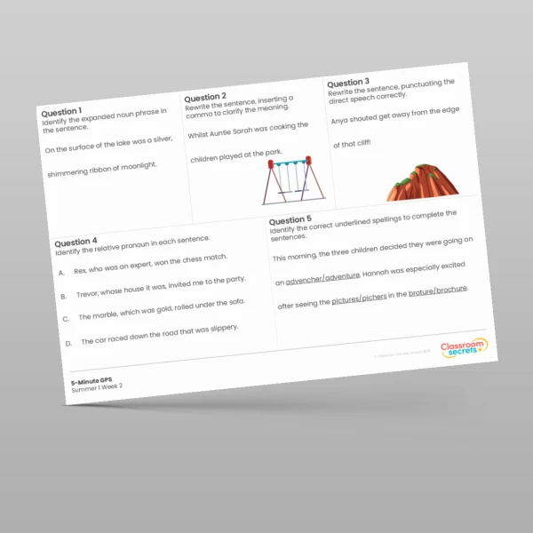 An image of the 5-Minute GPS Summer 1 Week 2 Resource