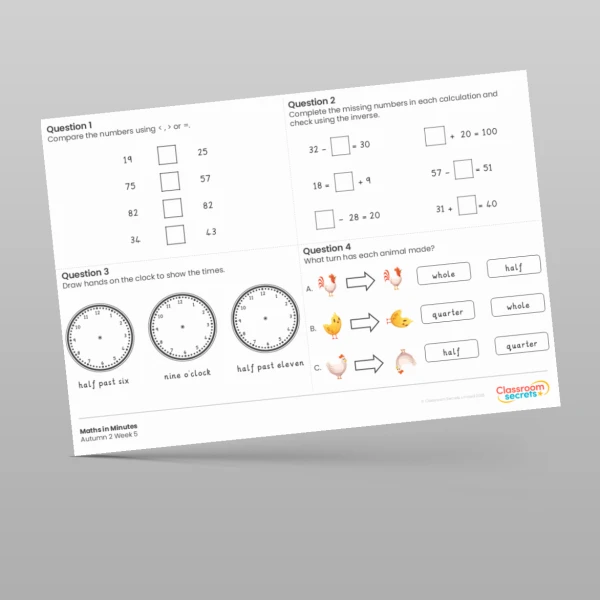 An image of the Autumn 2 Week 5 Maths in Minutes Resource