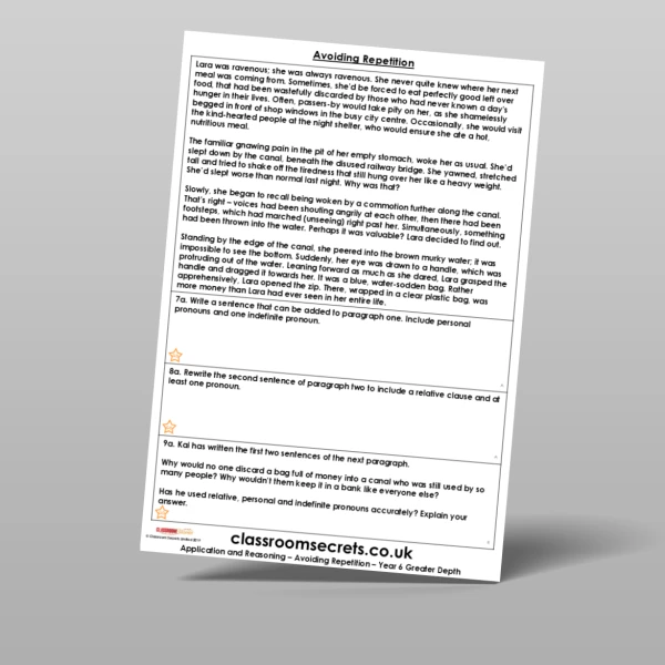 An image of the Avoiding Repetition Application and Reasoning Resource