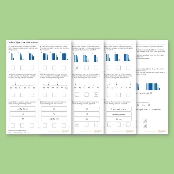 An image of the Order Objects and Numbers Varied Fluency Resource