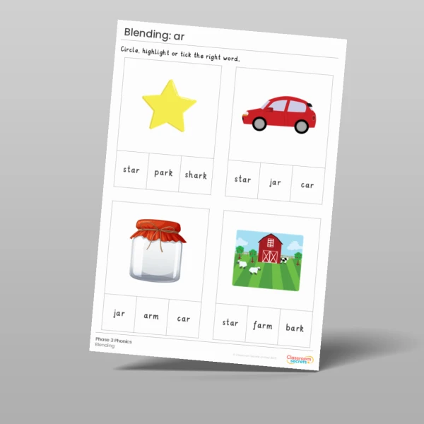 An image of the Phonics Blending Activities: ar Resource