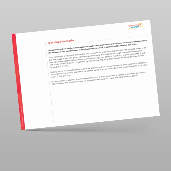 An image of the Classroom Secrets Maths Scheme Overview Resource