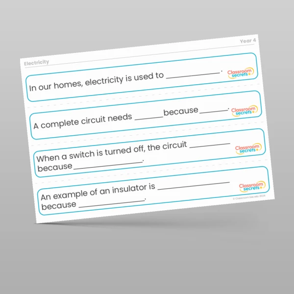 An image of the Electricity Stem Sentences Resource