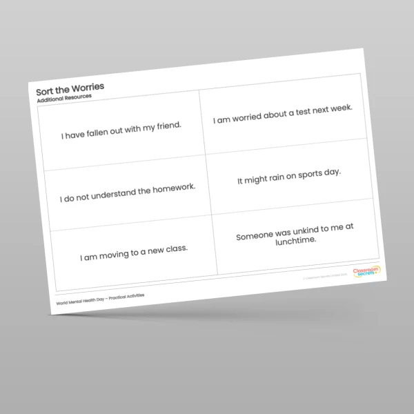 An image of the World Mental Health Day Practical Activities Resource