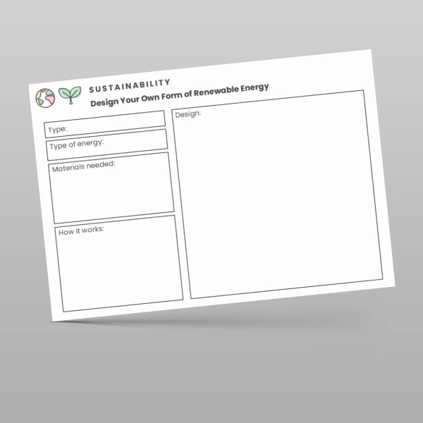 An image of the Design Your Own Form of Renewable Energy Worksheet Resource