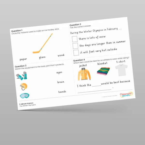 An image of the The Winter Olympics 5-Minute Science Resource