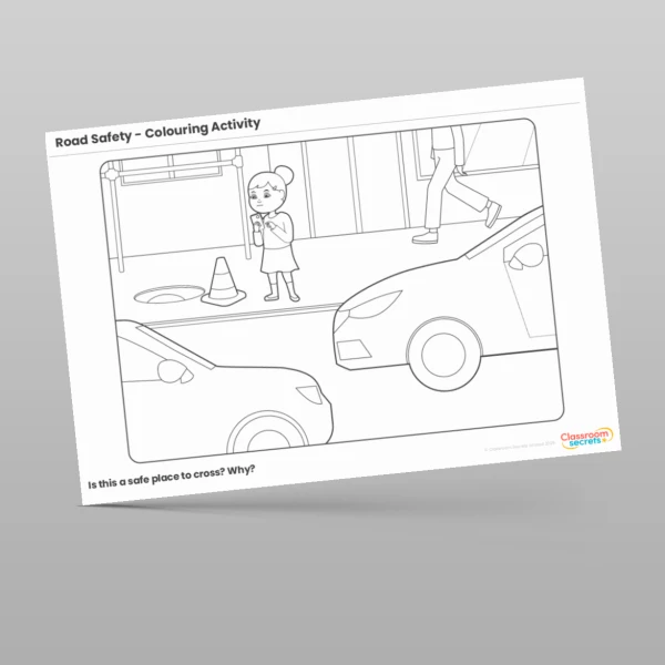 An image of the Road Safety Colouring Activity Resource