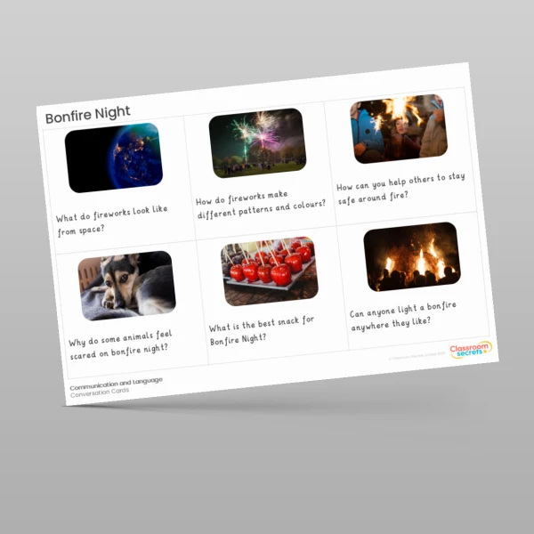 An image of the Bonfire Night Conversation Cards Resource