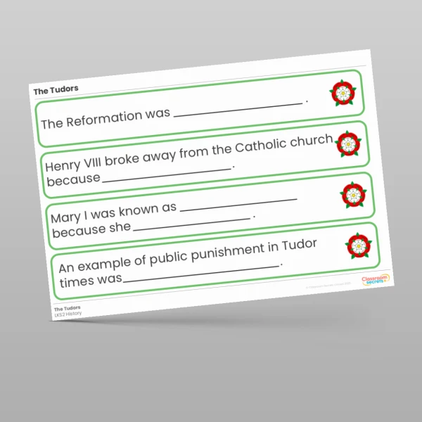 An image of the The Tudors Stem Sentences Resource