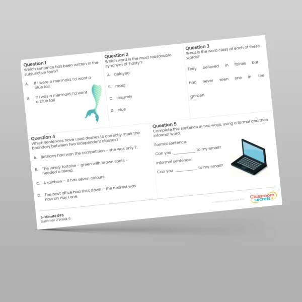 An image of the 5-Minute GPS Summer 2 Week 6 Resource