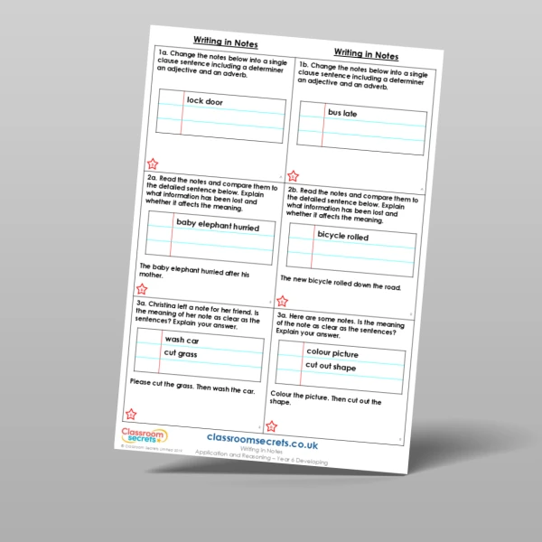 An image of the Writing in Notes Application and Reasoning Resource