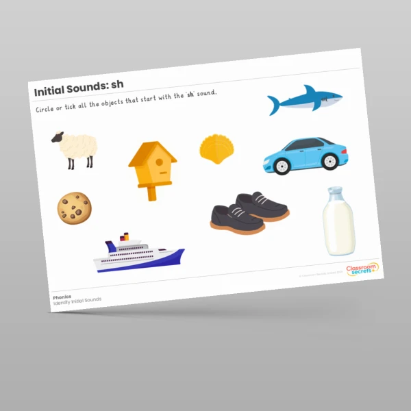 An image of the Initial Sounds Worksheet: sh Resource
