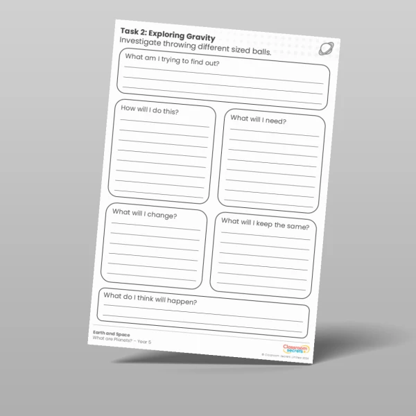 An image of the Lesson 1: Exploring Gravity Worksheet Resource