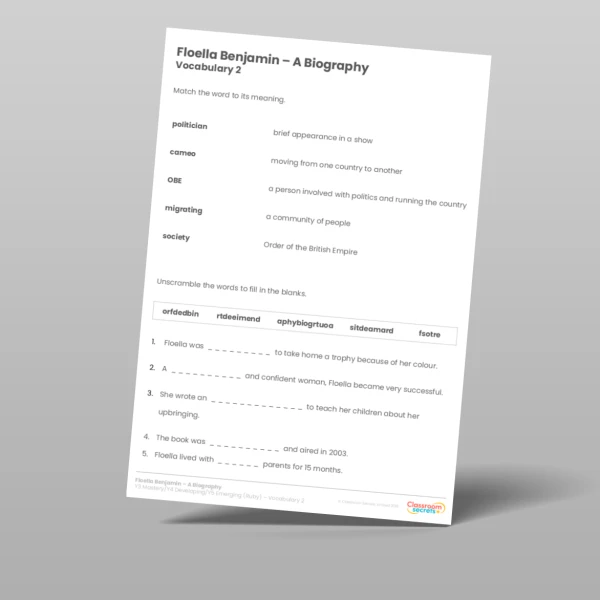 An image of the Floella Benjamin: A Biography Ruby Guided Reading Pack Resource