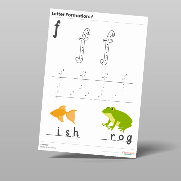 An image of the Letter Formation Worksheet: f Resource
