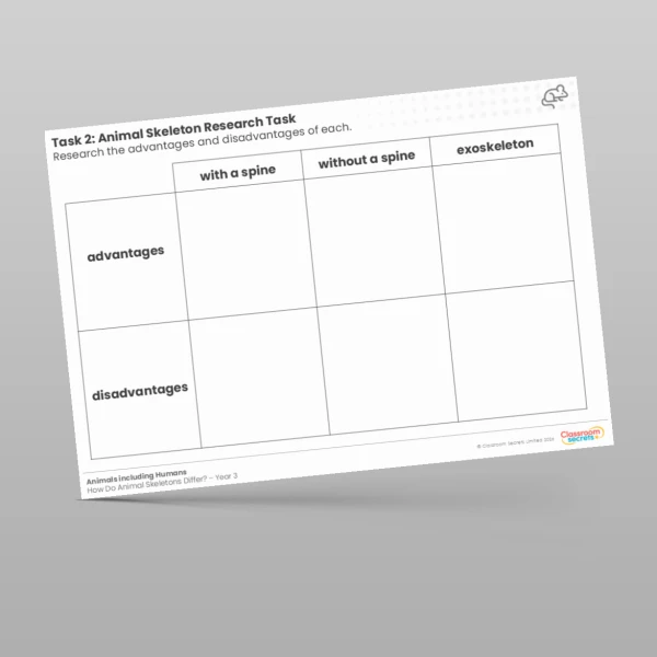 An image of the Lesson 5: Animal Skeleton Research Task Resource