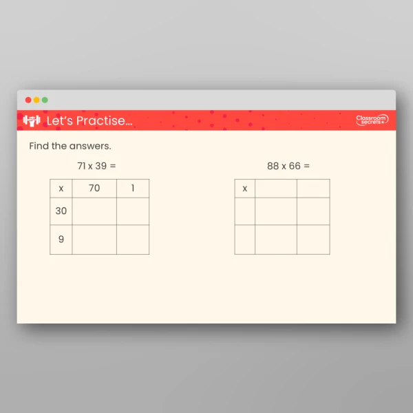 An image of the Multiply a 2-Digit Number by a 2-Digit Number (Area Model) Teaching PPT Resource