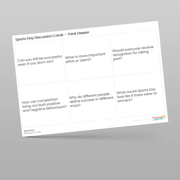An image of the Sports Day Discussion Cards Resource