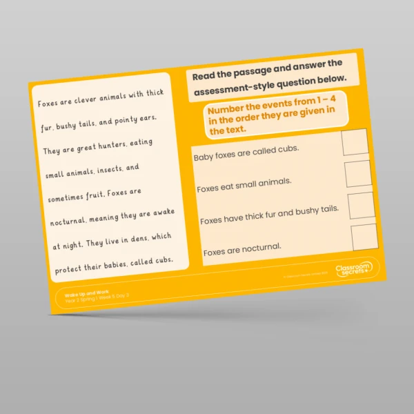 An image of the Spring 1 Week 5 Wake Up and Work Resource