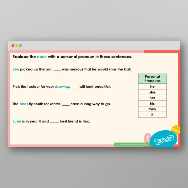 An image of the Using Pronouns Teaching PPT Resource