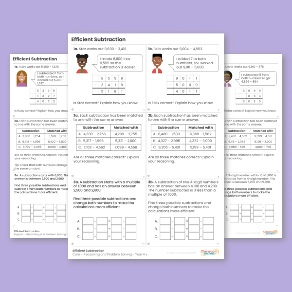 Year 4 Efficient Subtraction Addition and Subtraction Reasoning and Problem Solving