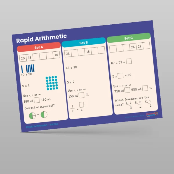 An image of the Summer 1 Week 6 Rapid Arithmetic Resource