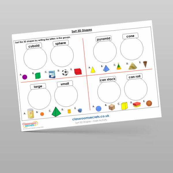 Year 1 Sort 3d Shapes Mixed Activity Resource | Classroom Secrets