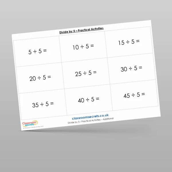 An image of the Divide by 5 Practical Activities Resource