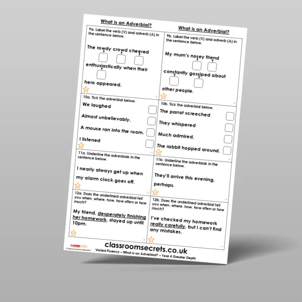 An image of the Free What is an Adverbial? Varied Fluency Resource