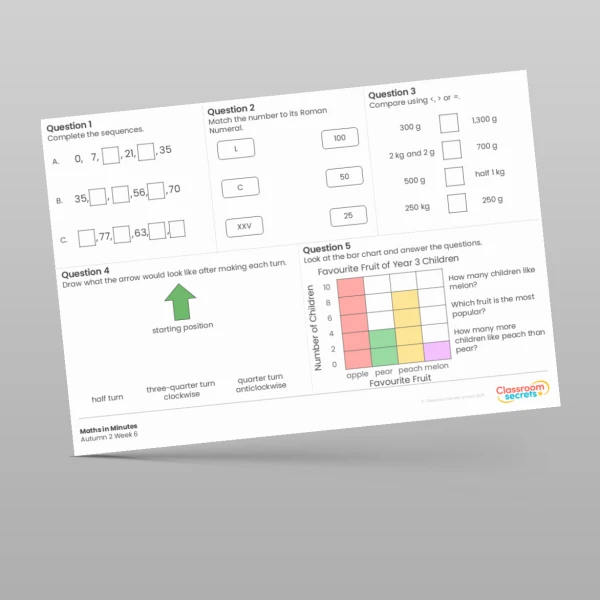 An image of the Autumn 2 Week 6 Maths in Minutes Resource