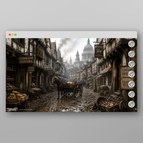 An image of the Time Travel Adventure - The Great Fire of London Soundscape Resource