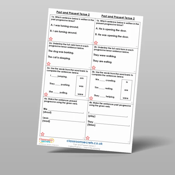 An image of the Past and Present Tense 2 Varied Fluency Resource