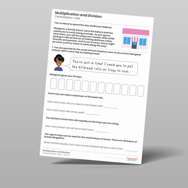 An image of the Multiplication and Division Consolidation Task Resource
