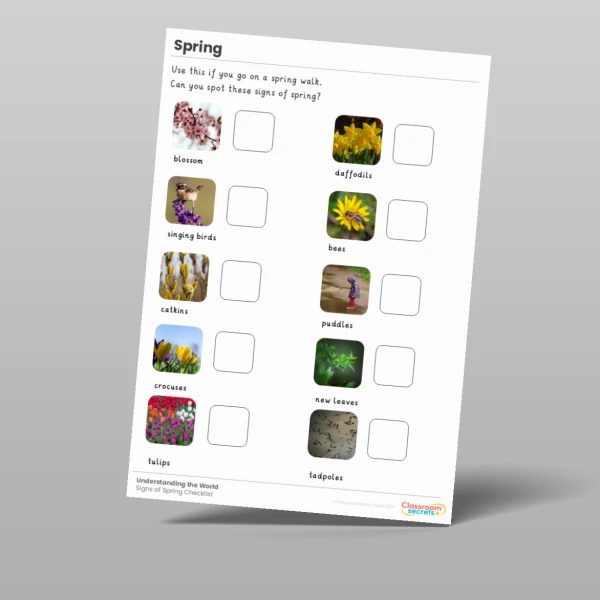 An image of the Signs of Spring Checklist Resource