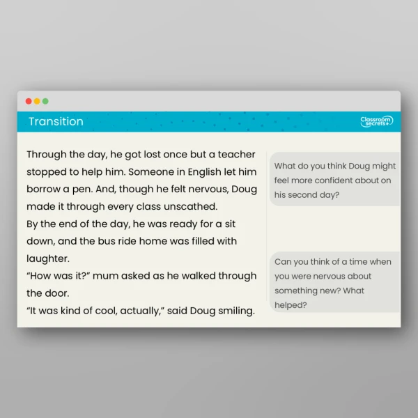 An image of the Transition to Year 7 Reading Activity Resource